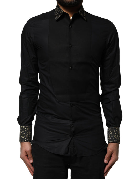 Dolce & Gabbana Black Cotton GOLD Long Sleeves Dress Shirt by Dolce & Gabbana