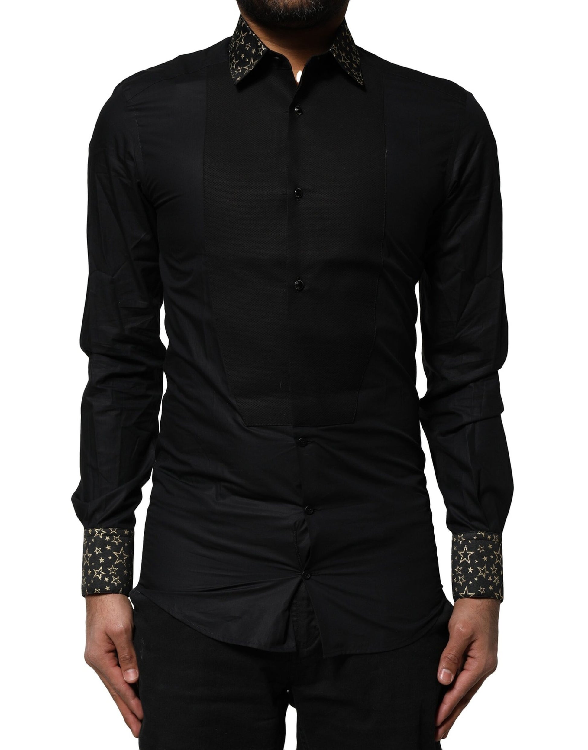 Dolce & Gabbana Black Cotton GOLD Long Sleeves Dress Shirt by Dolce & Gabbana