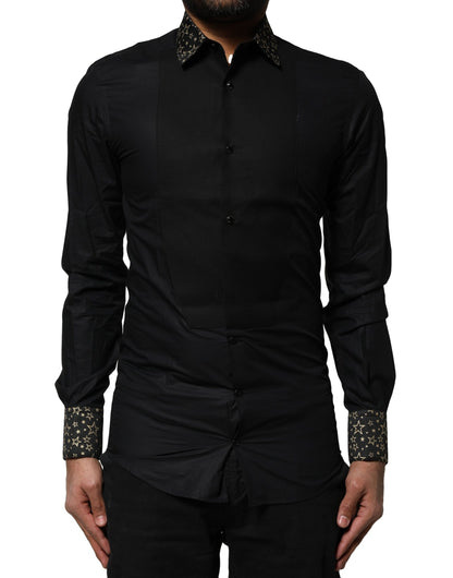 Dolce & Gabbana Black Cotton GOLD Long Sleeves Dress Shirt by Dolce & Gabbana