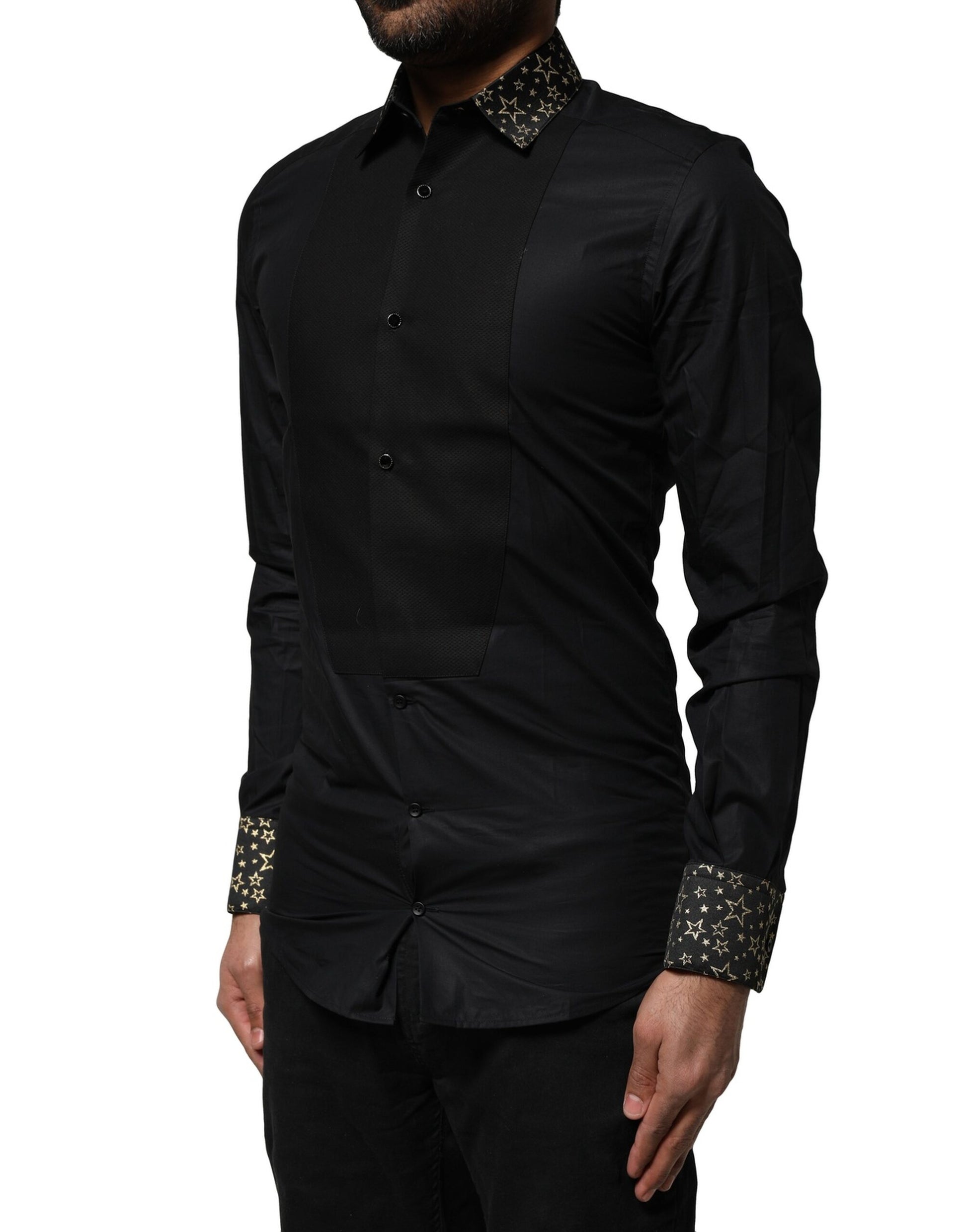 Dolce & Gabbana Black Cotton GOLD Long Sleeves Dress Shirt by Dolce & Gabbana