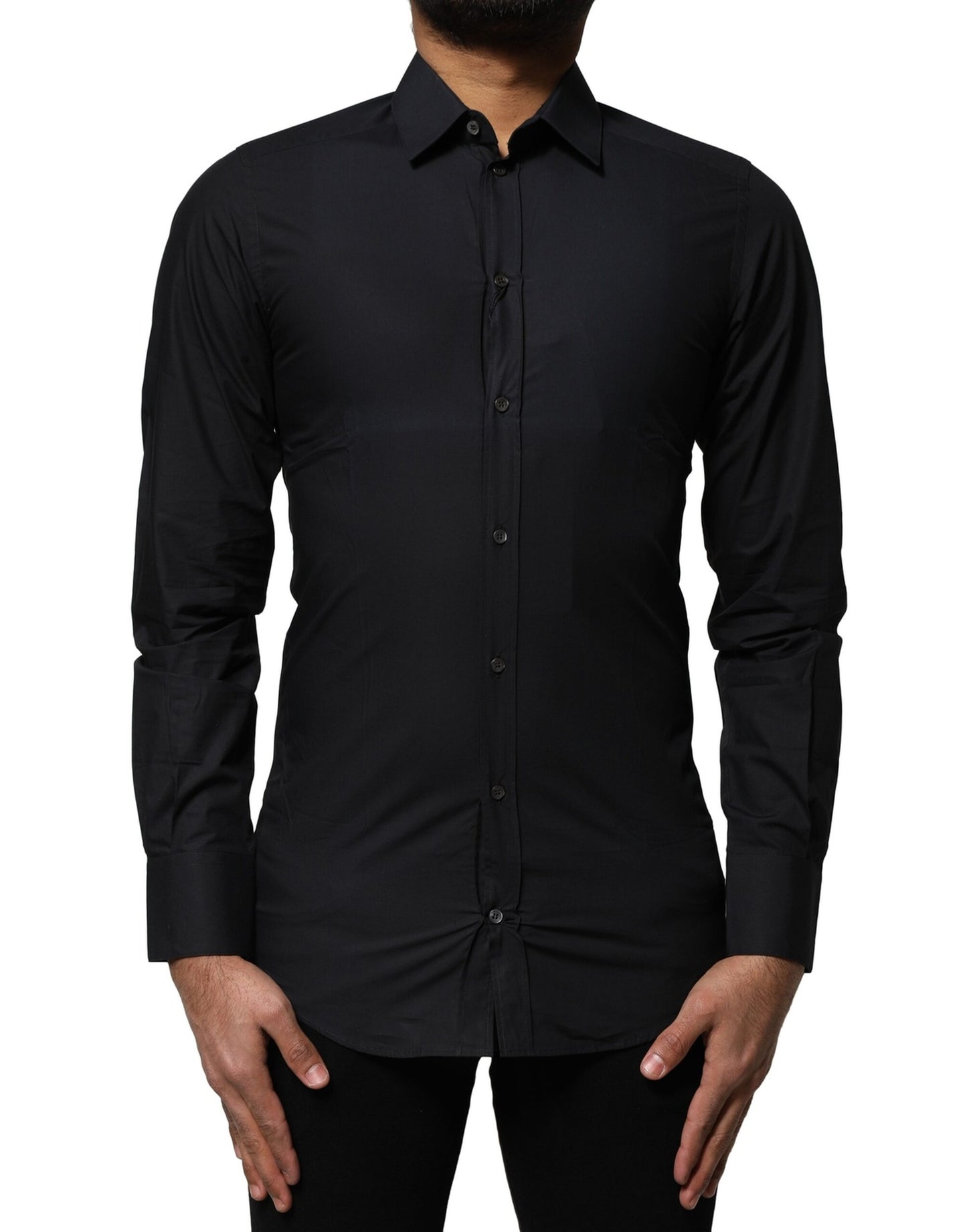 Dolce & Gabbana Black Cotton GOLD Long Sleeves Dress Shirt by Dolce & Gabbana