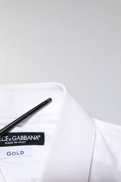 Dolce & Gabbana White GOLD Embroidery Detailed Dress Shirt by Dolce & Gabbana