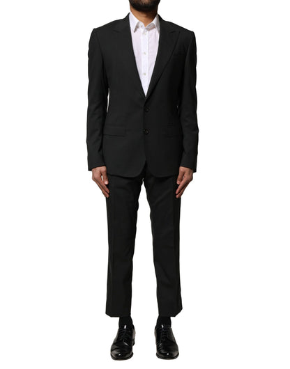 Costume 2 pièces simple boutonnage en laine noire Dolce &amp; Gabbana