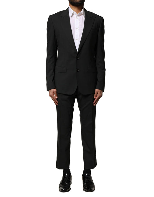 Costume 2 pièces simple boutonnage en laine noire Dolce &amp; Gabbana