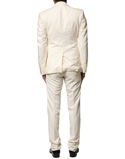 Costume 3 pièces simple boutonnage en laine ivoire Dolce &amp; Gabbana