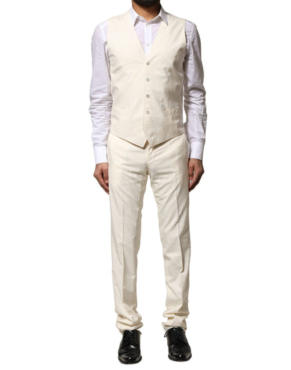 Costume 3 pièces simple boutonnage en laine ivoire Dolce &amp; Gabbana