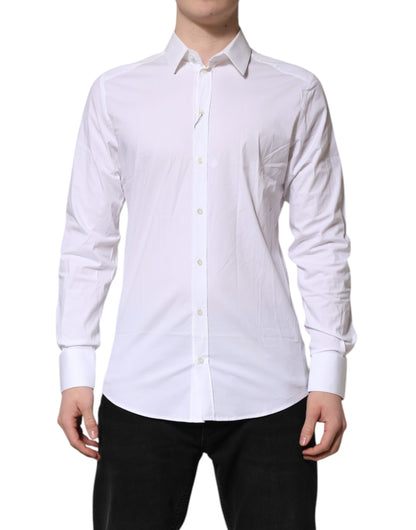 Dolce & Gabbana White GOLD Cotton Collared Dress Shirt Top by Dolce & Gabbana