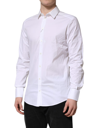 Dolce & Gabbana White GOLD Cotton Collared Dress Shirt Top by Dolce & Gabbana
