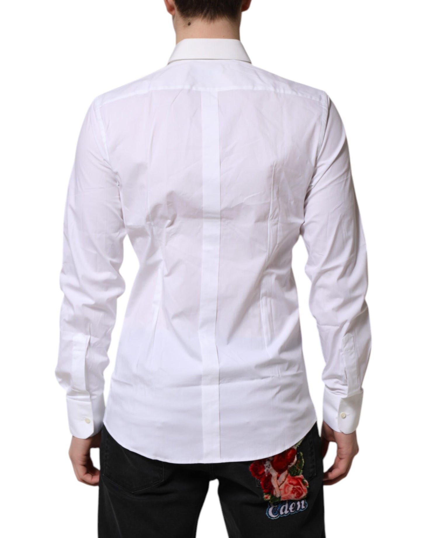 Dolce & Gabbana White GOLD Cotton Collared Dress Shirt Top by Dolce & Gabbana