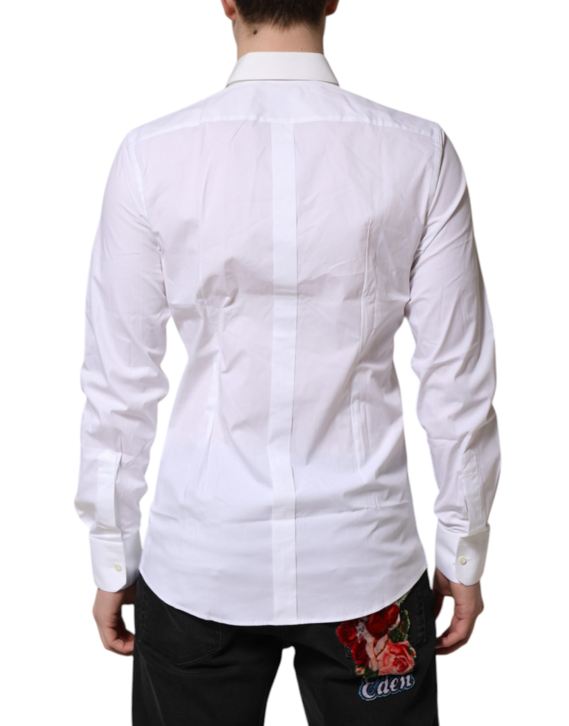 Dolce & Gabbana White GOLD Cotton Collared Dress Shirt Top by Dolce & Gabbana