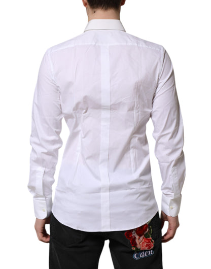Dolce & Gabbana White GOLD Cotton Collared Dress Shirt Top by Dolce & Gabbana