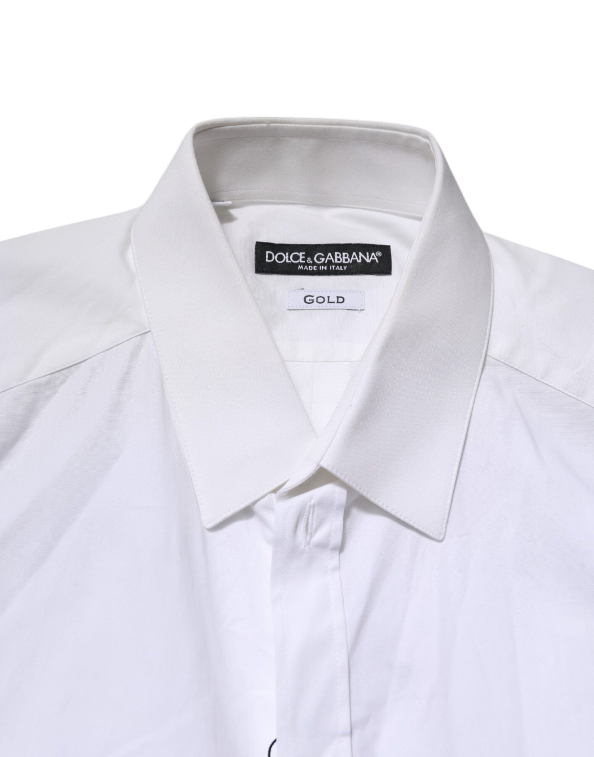 Dolce & Gabbana White GOLD Cotton Collared Dress Shirt Top by Dolce & Gabbana