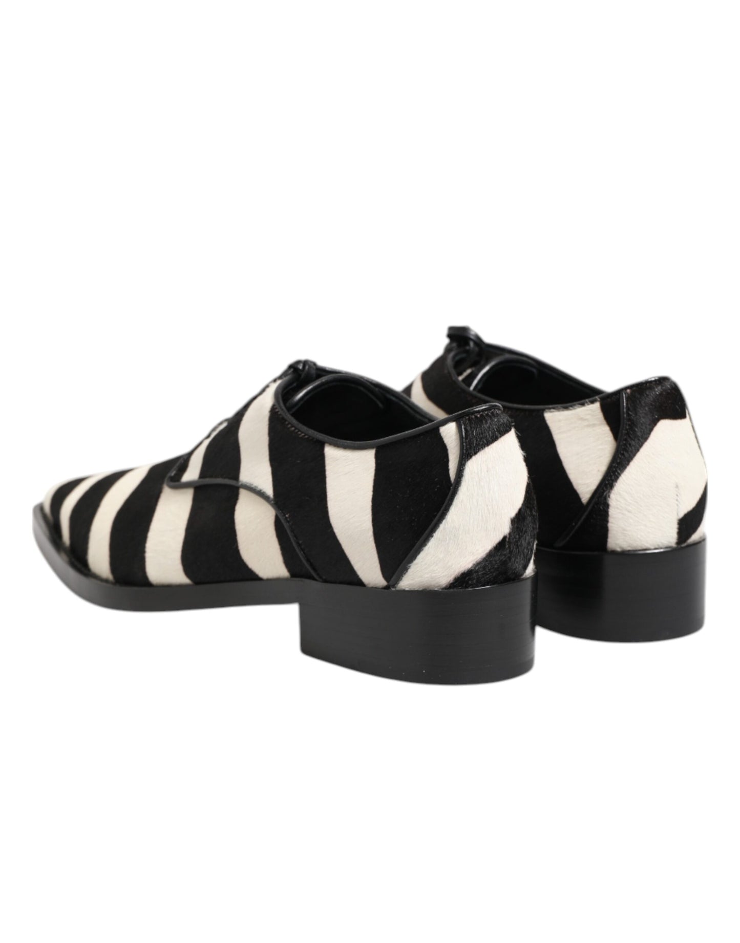 Chaussures habillées en fourrure de poney zébrée noire et blanche Dolce &amp; Gabbana