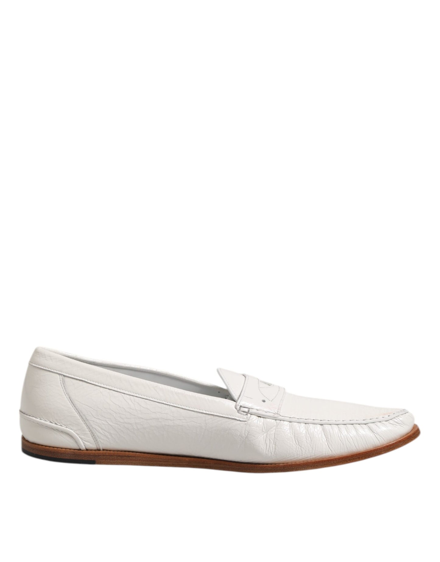 Mocassins en cuir blanc Dolce &amp; Gabbana, chaussures à enfiler