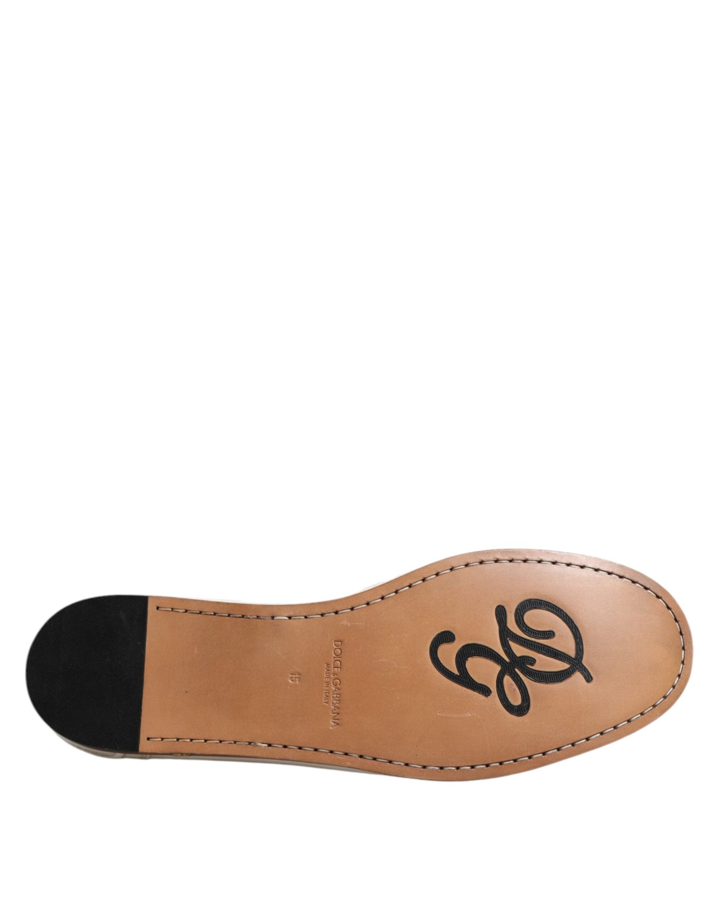 Mocassins en cuir blanc Dolce &amp; Gabbana, chaussures à enfiler