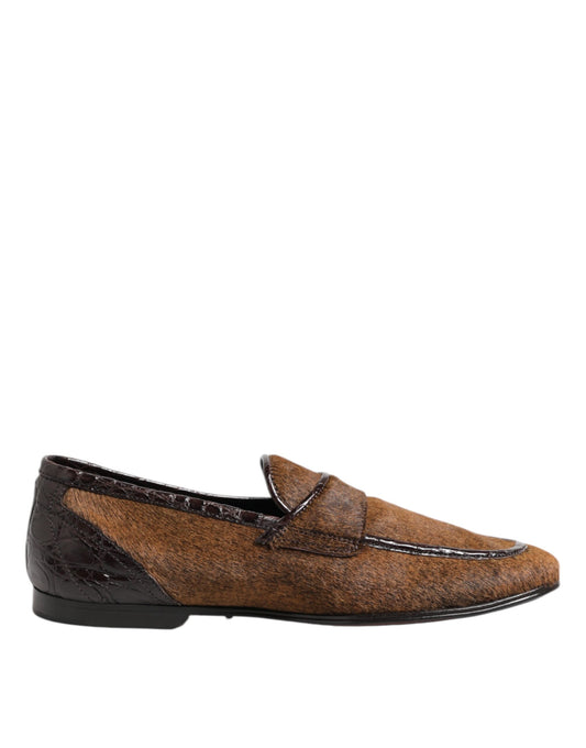 Mocassins marron Dolce &amp; Gabbana en cuir à enfiler pour homme