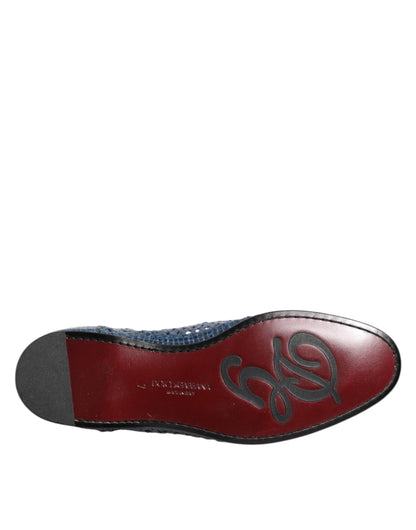 Mocassins à enfiler en cuir tressé bleu Dolce &amp; Gabbana