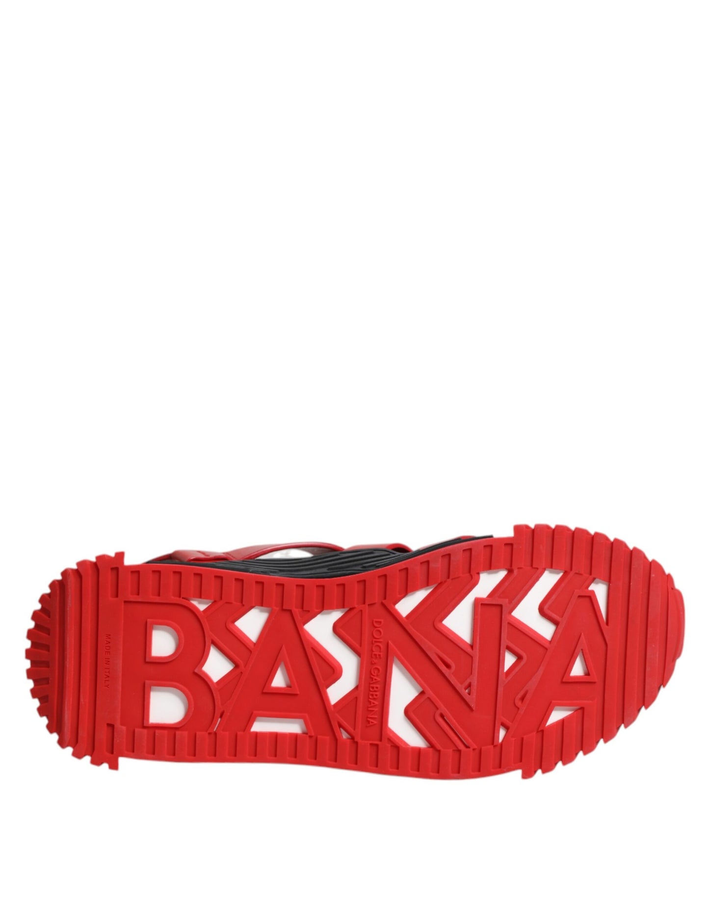 Dolce &amp; Gabbana Red Black Leather Ankle Strap Sandals Shoes