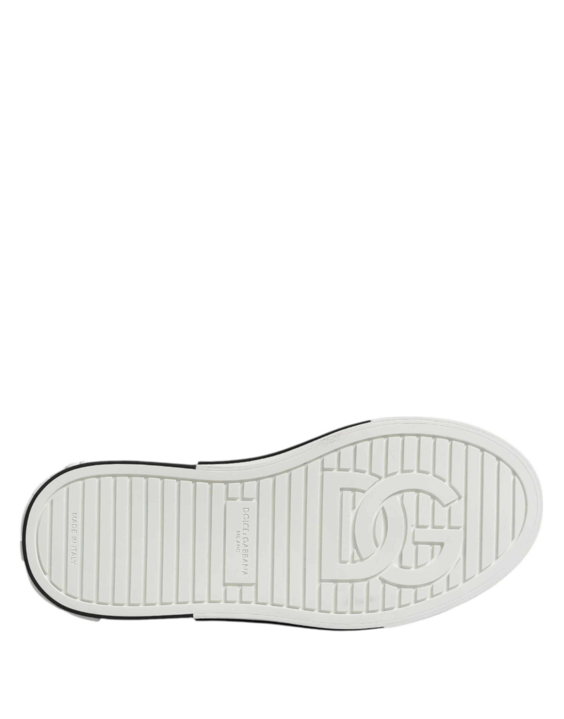 Dolce & Gabbana White Dotted Leather Slip On Men Sneakers Shoes by Dolce & Gabbana