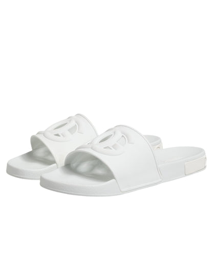 Dolce & Gabbana White Rubber Sandals Slides Beachwear Shoes
