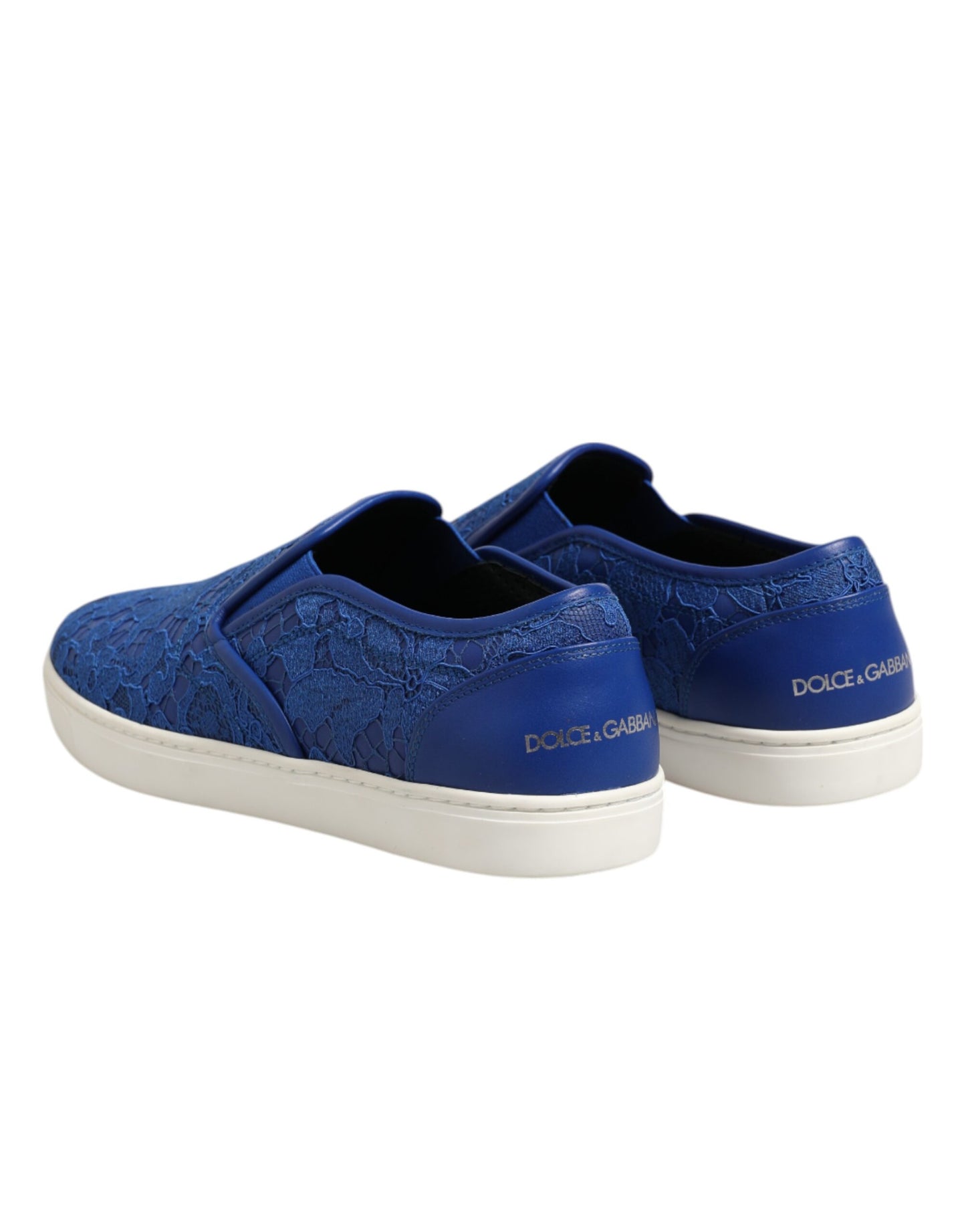 Dolce & Gabbana Blue Leather Lace Slip On Sneaker Shoes by Dolce & Gabbana