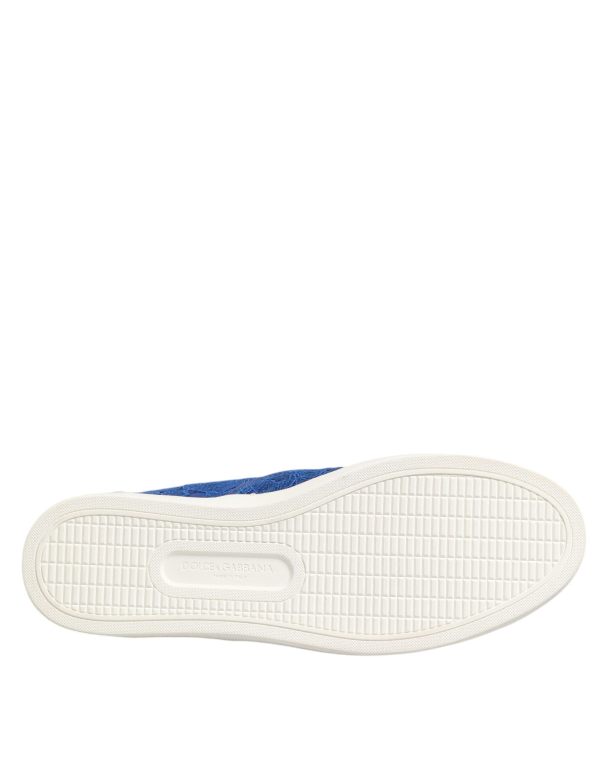 Dolce & Gabbana Blue Leather Lace Slip On Sneaker Shoes by Dolce & Gabbana