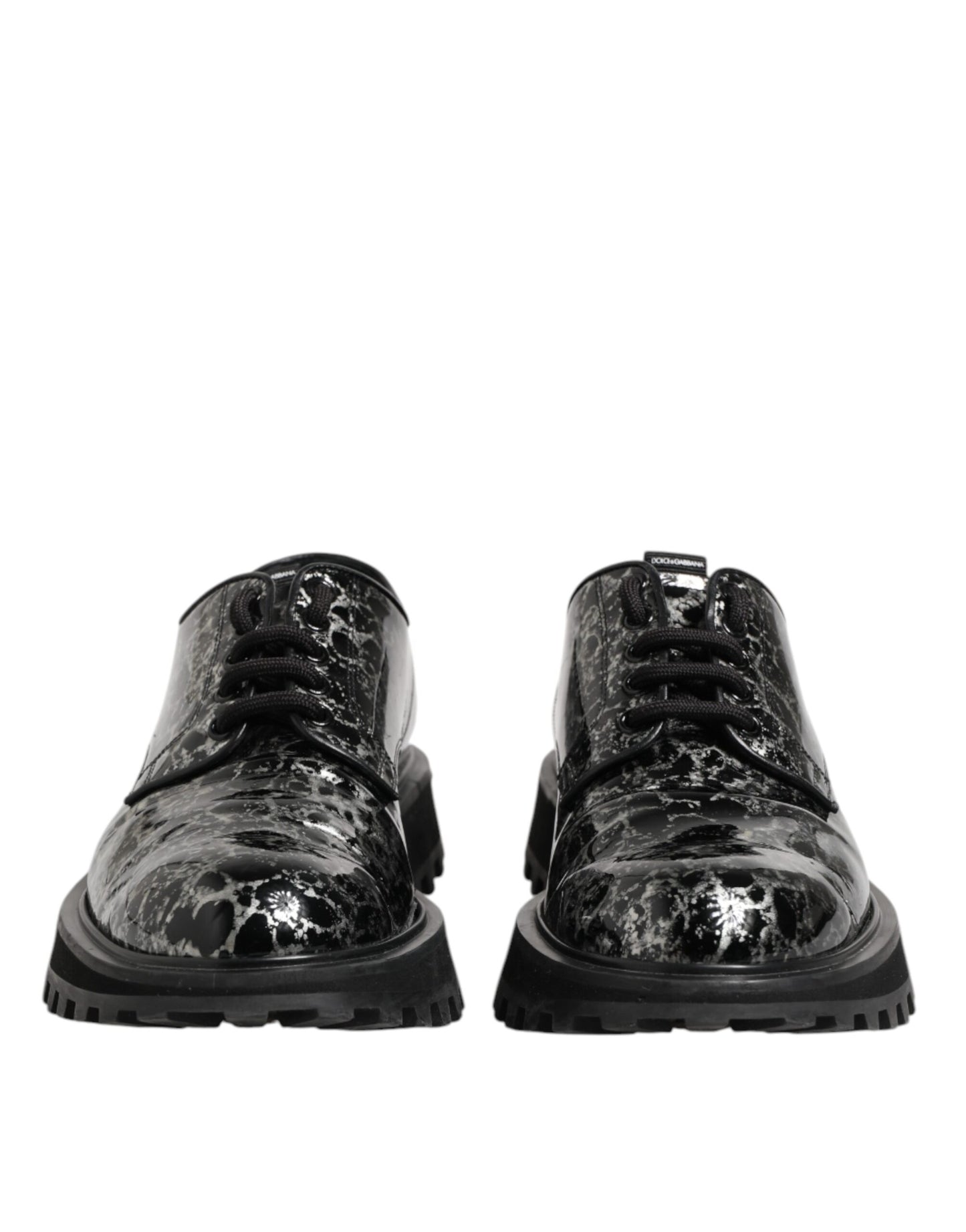 Dolce & Gabbana Black White Calfskin Chunky Derby Shoes by Dolce & Gabbana