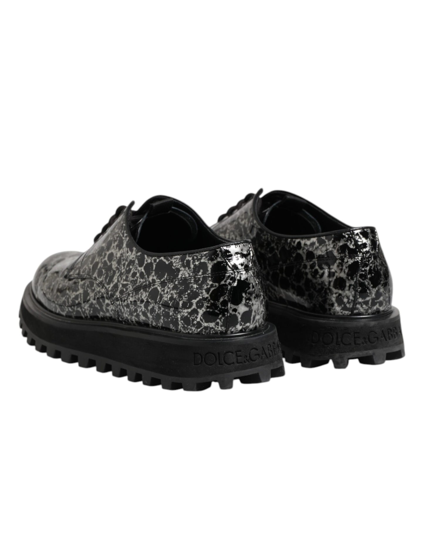 Dolce & Gabbana Black White Calfskin Chunky Derby Shoes by Dolce & Gabbana