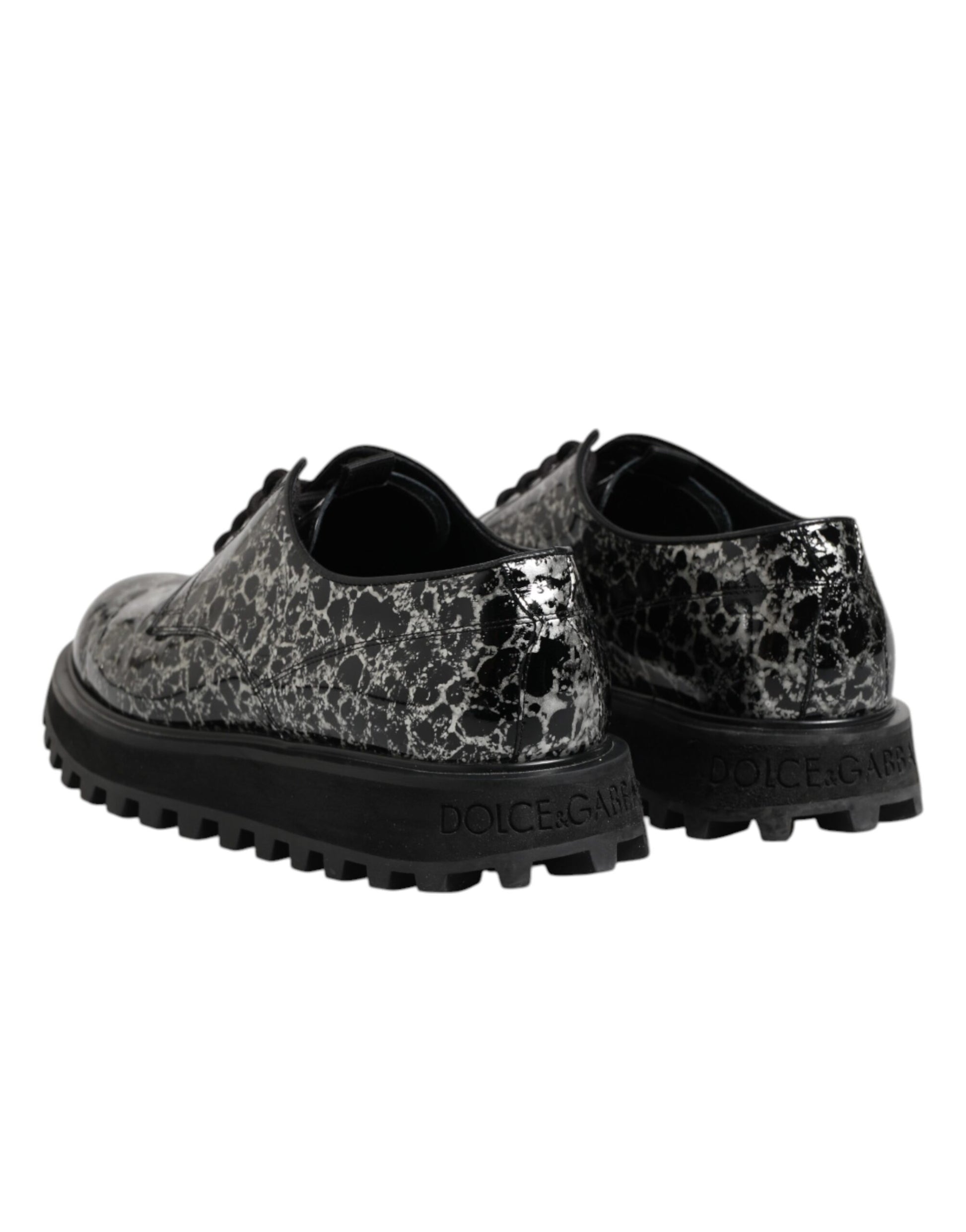 Dolce & Gabbana Black White Calfskin Chunky Derby Shoes by Dolce & Gabbana