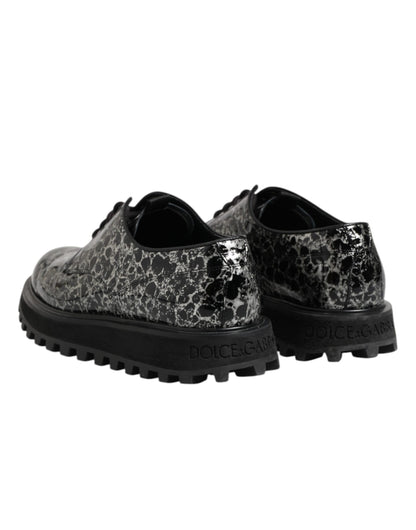 Dolce & Gabbana Black White Calfskin Chunky Derby Shoes by Dolce & Gabbana
