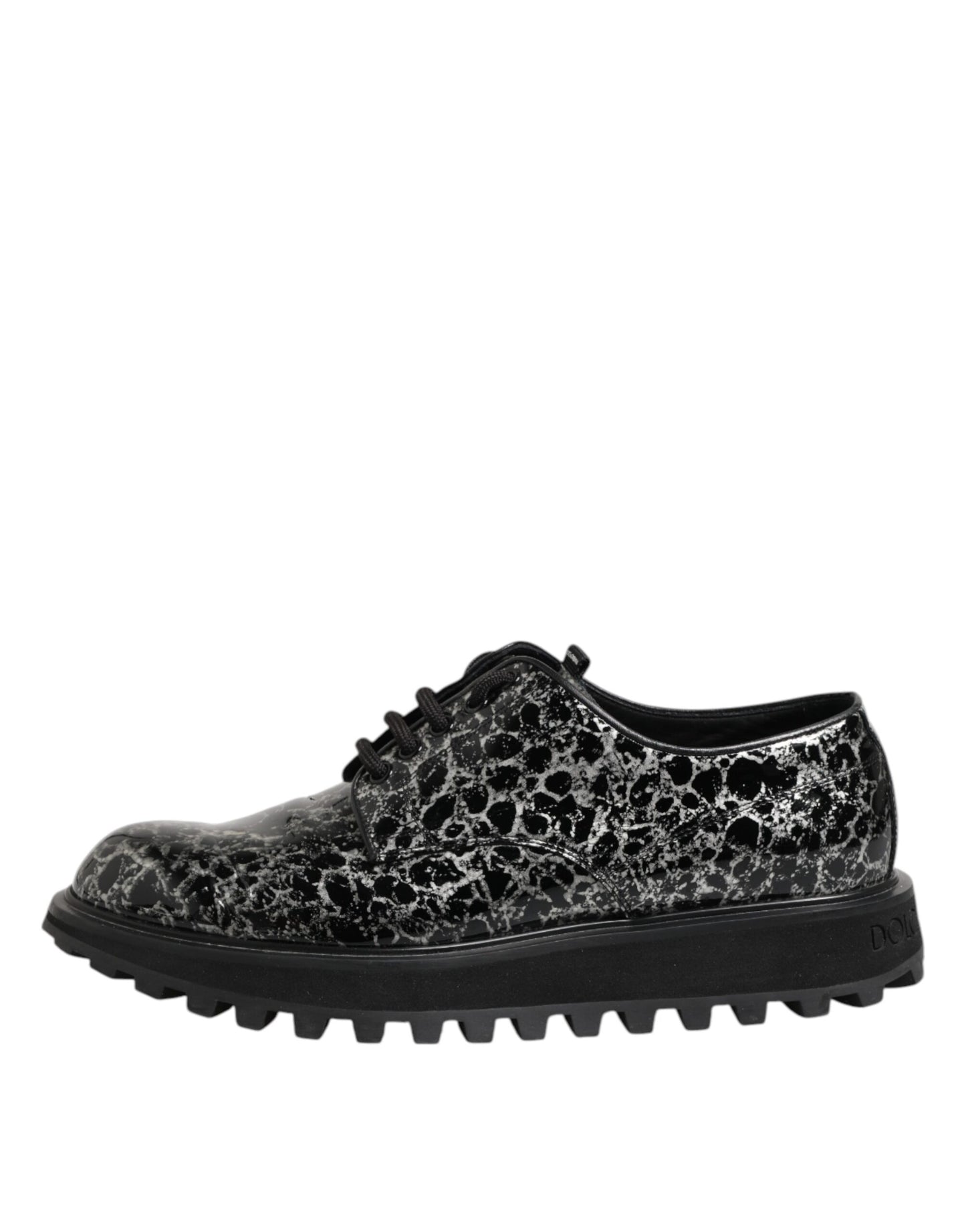 Dolce & Gabbana Black White Calfskin Chunky Derby Shoes by Dolce & Gabbana