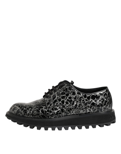 Dolce & Gabbana Black White Calfskin Chunky Derby Shoes by Dolce & Gabbana