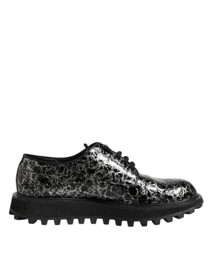 Dolce & Gabbana Black White Calfskin Chunky Derby Shoes by Dolce & Gabbana
