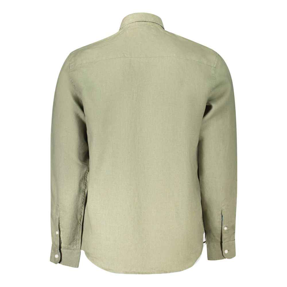 North Sails Linen Shirt Long Sleeve Italian Collar Green