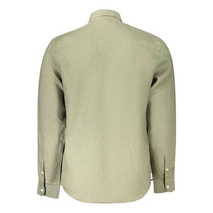 North Sails Linen Shirt Long Sleeve Italian Collar Green