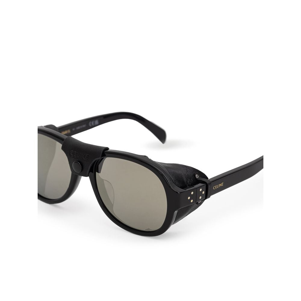 Lunettes de soleil Céline en cuir de veau noir