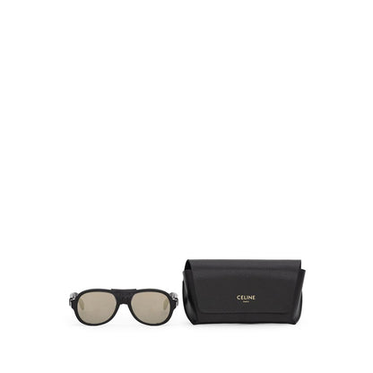 Lunettes de soleil Céline en cuir de veau noir