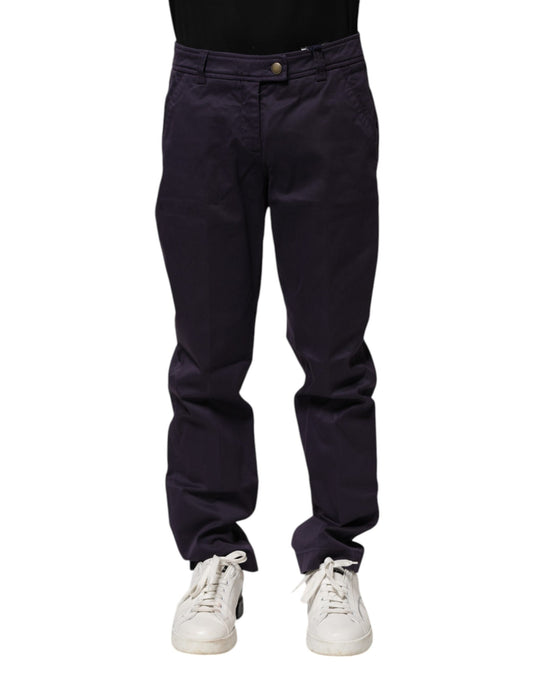 Incotex Dark Purple Mid Waist Casual Straight Pants by Incotex