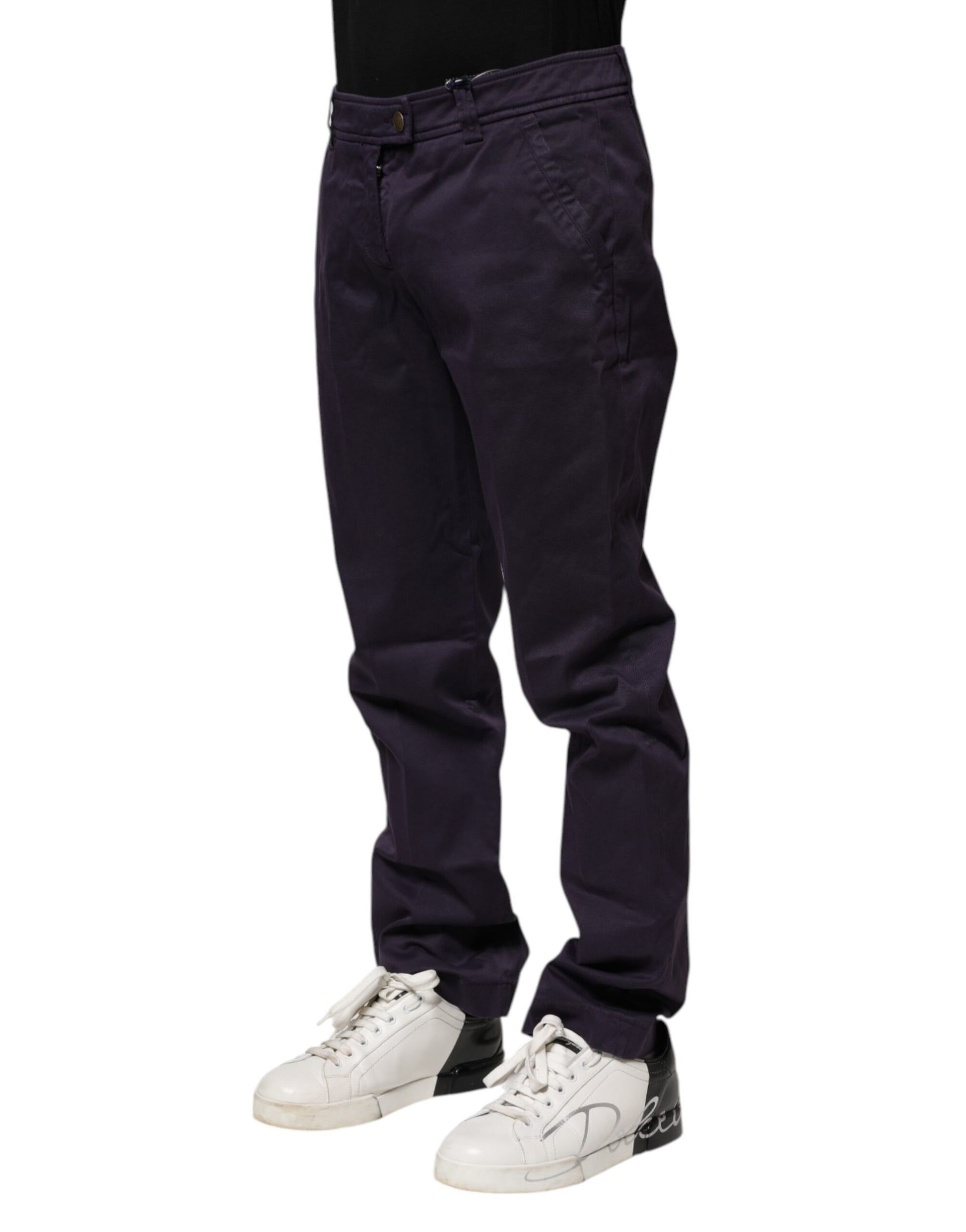 Incotex Dark Purple Mid Waist Casual Straight Pants by Incotex