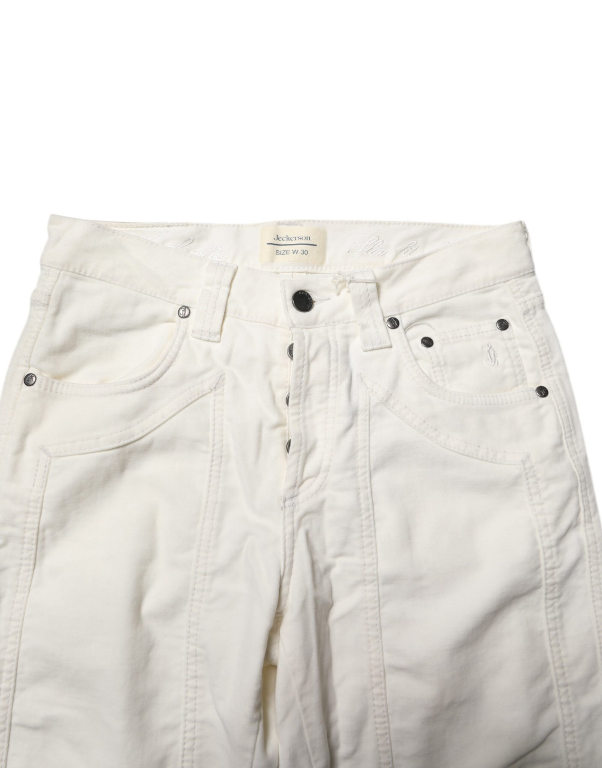 Jeckerson White Cotton Stretch Straight Fit Men Denim Jeans by Jeckerson