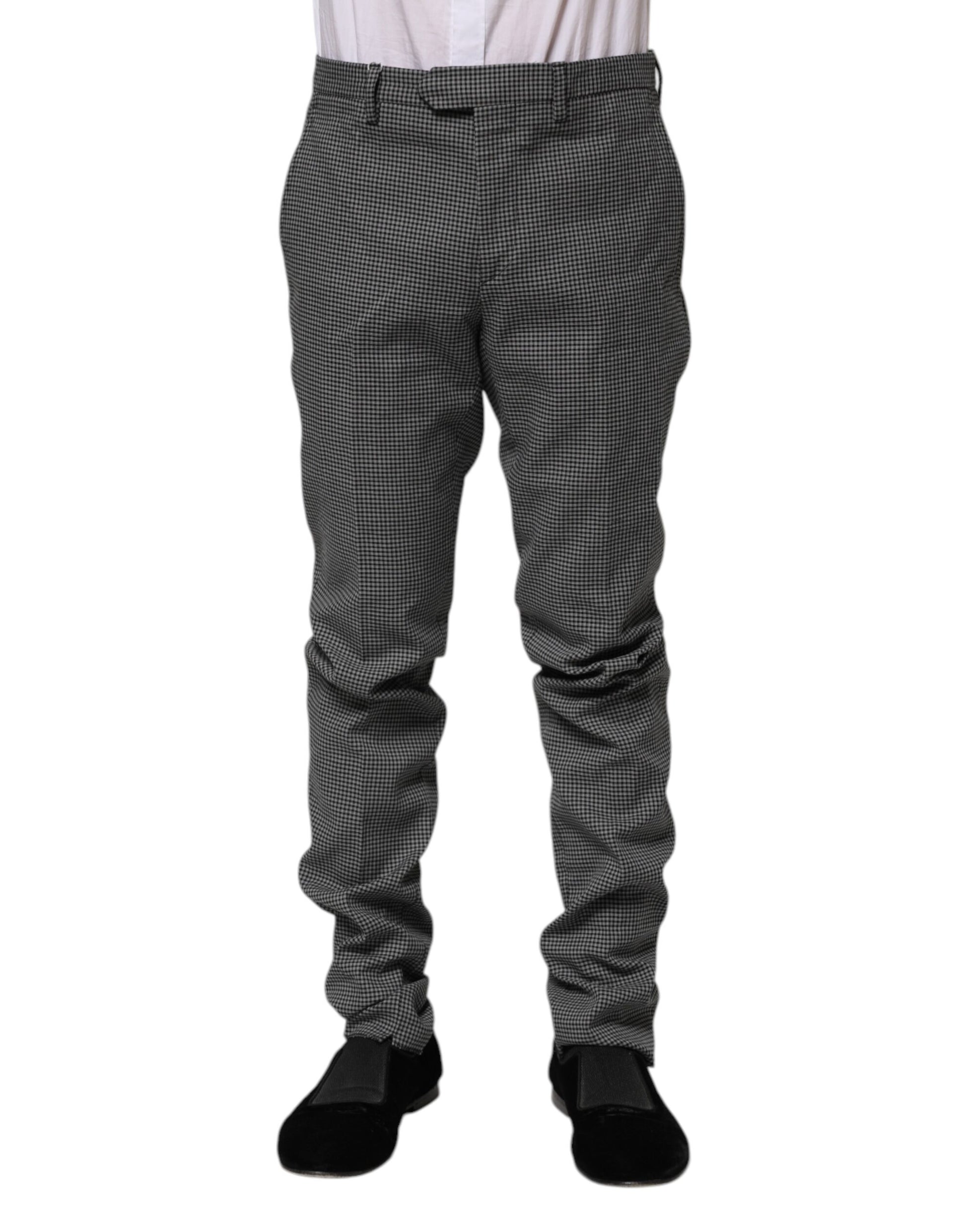 BENCIVENGA Black White Checkered Tapered Dress Pants by BENCIVENGA