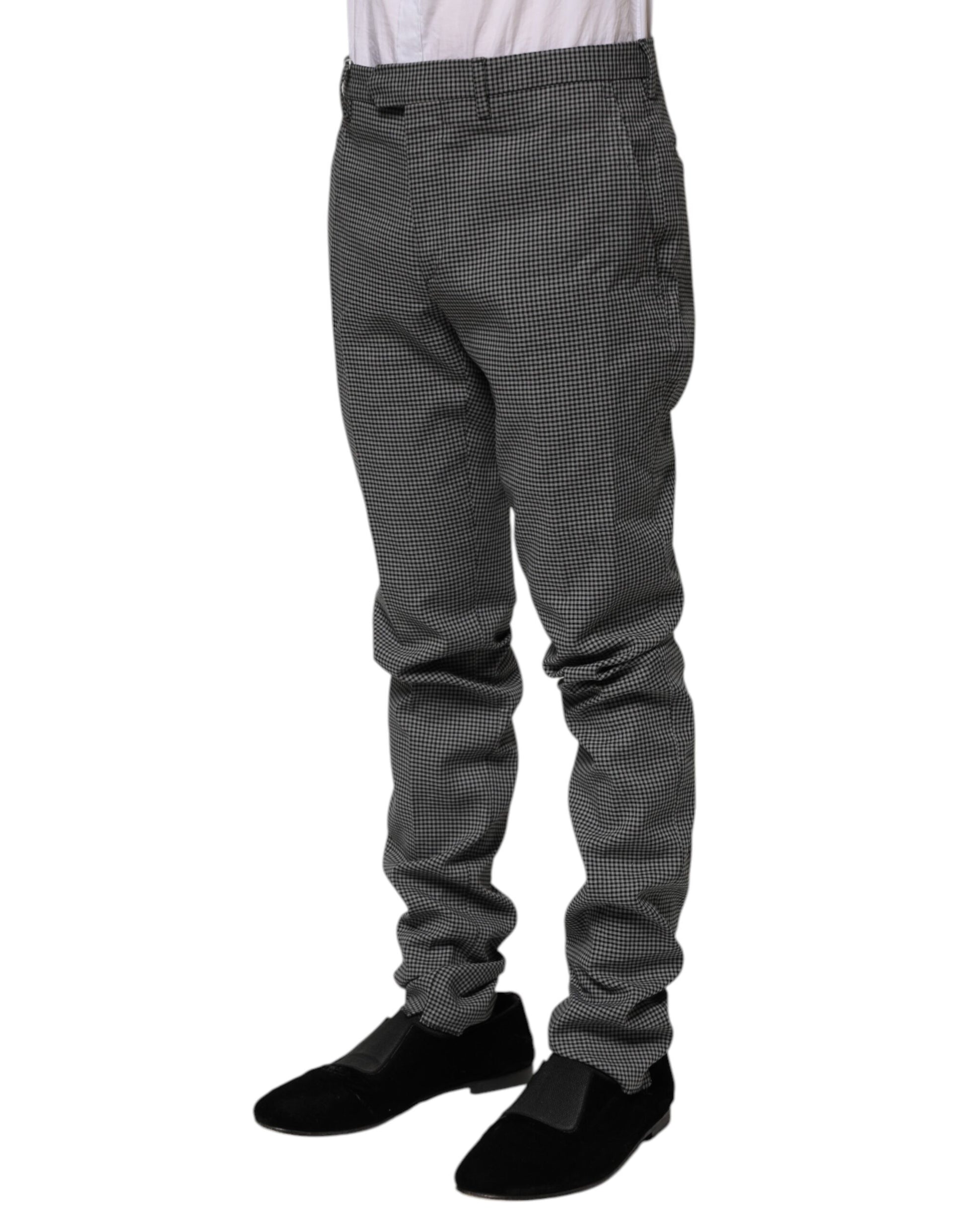 BENCIVENGA Black White Checkered Tapered Dress Pants by BENCIVENGA
