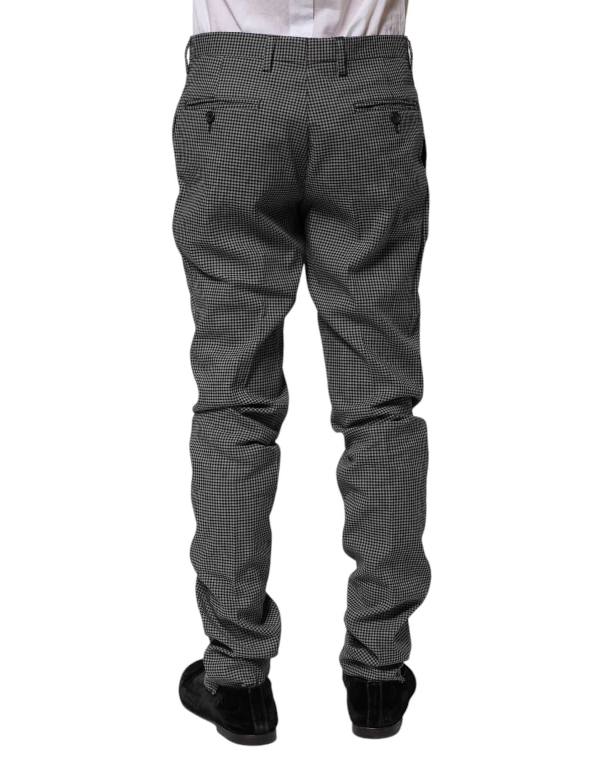BENCIVENGA Black White Checkered Tapered Dress Pants by BENCIVENGA