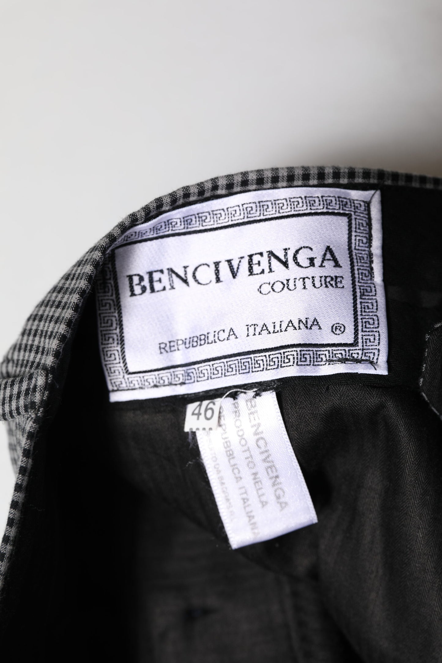 BENCIVENGA Black White Checkered Tapered Dress Pants by BENCIVENGA