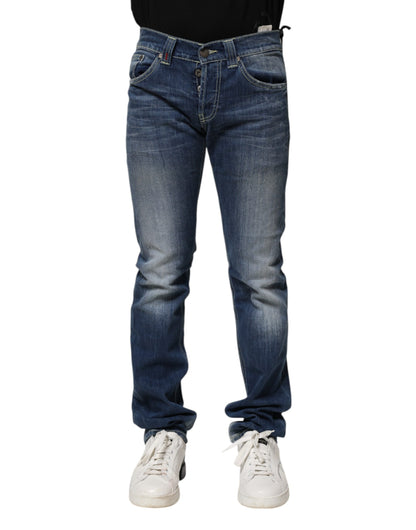 Dondup Blue Washed Skinny Fit Casual Men Denim Jeans by Dondup