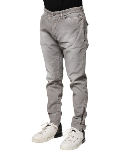 Balmain Light Gray Washed Skinny Fit Men Denim Jeans by Balmain