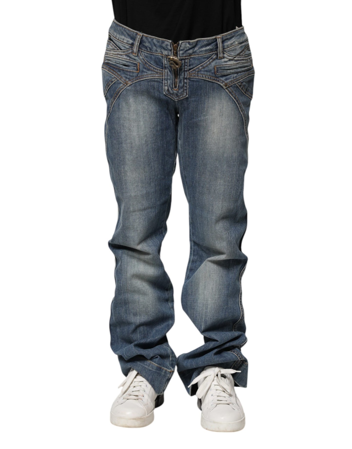 Just Cavalli Blue Washed Straight Fit Men Denim Jeans by Just Cavalli