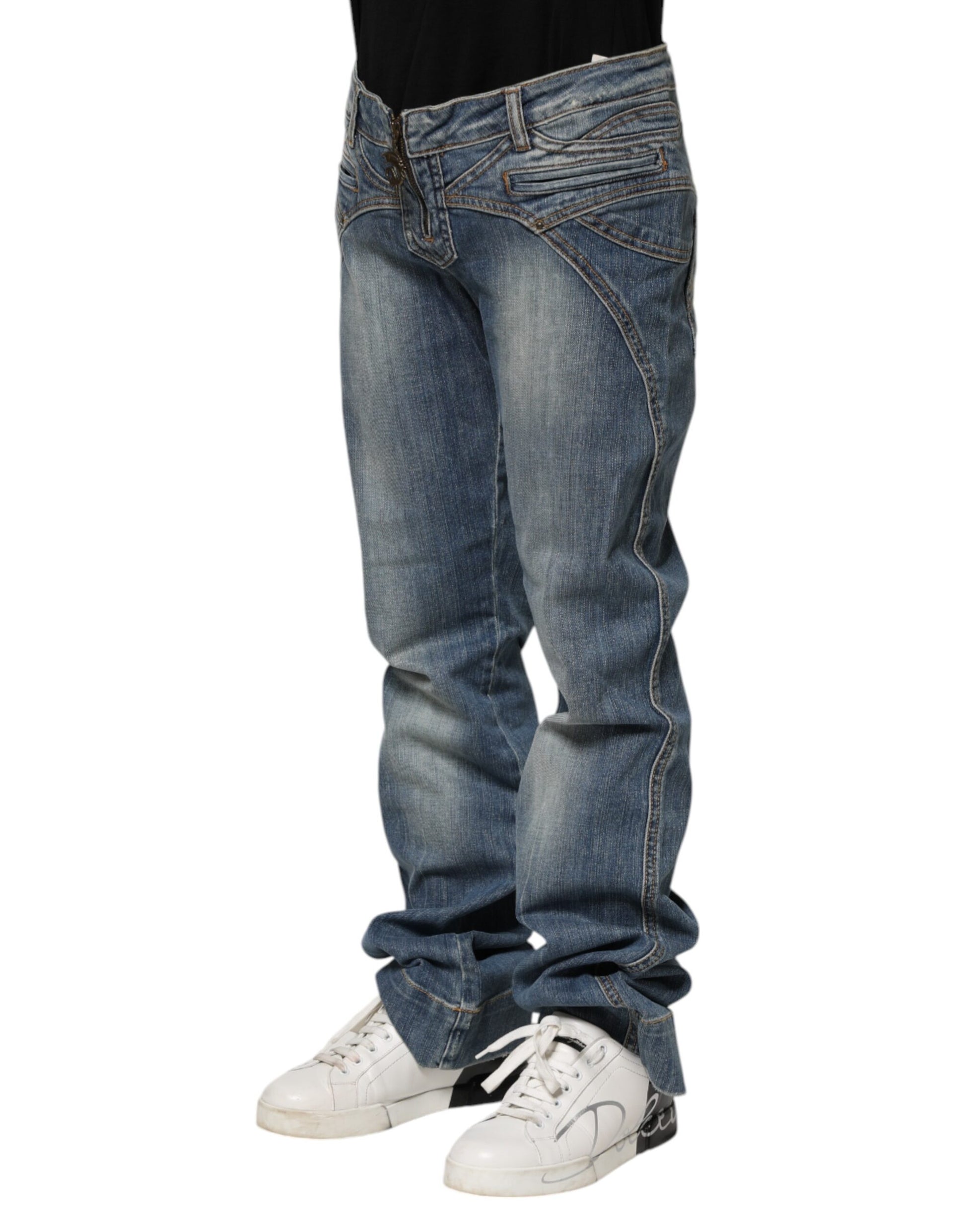 Just Cavalli Blue Washed Straight Fit Men Denim Jeans by Just Cavalli