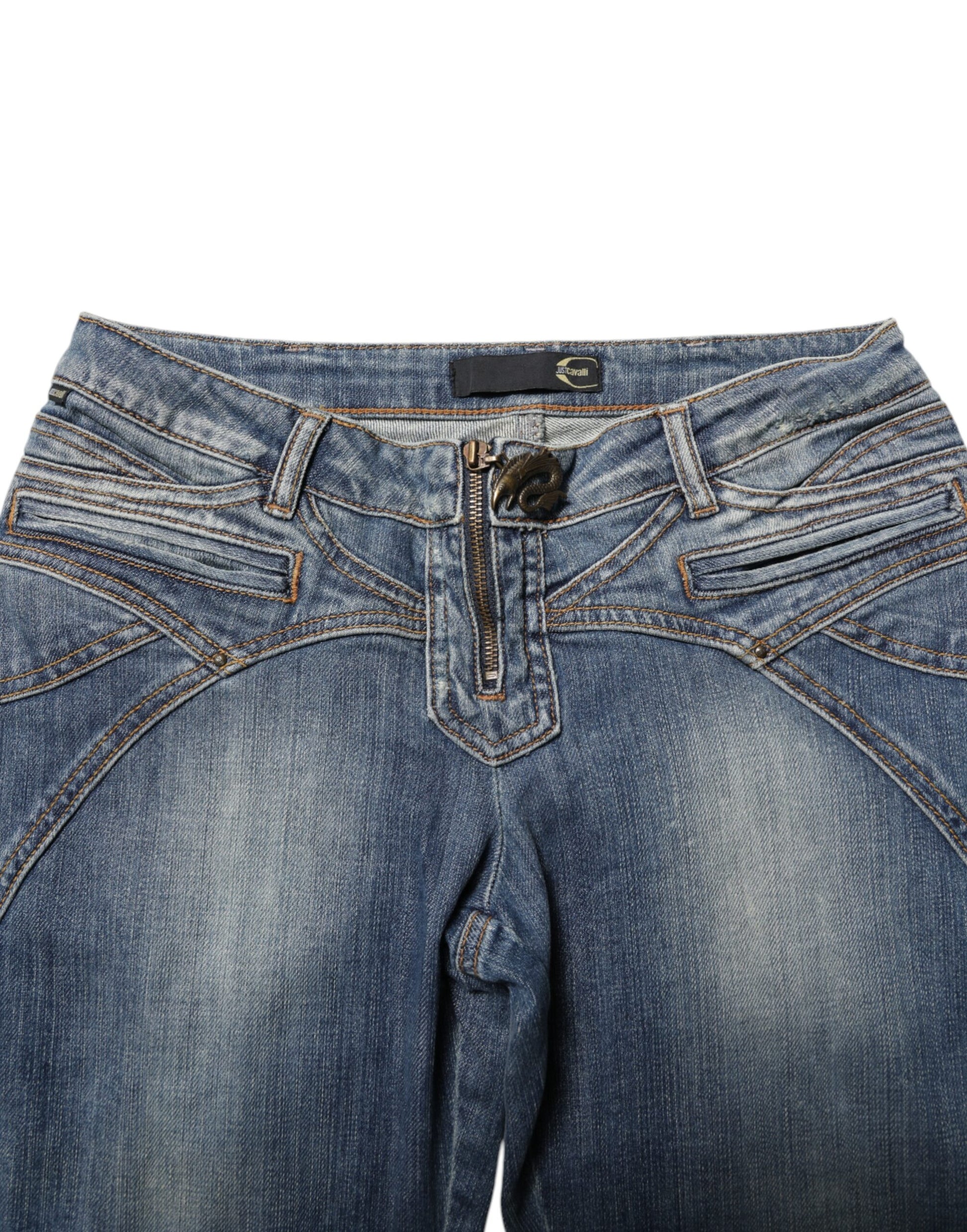 Just Cavalli Blue Washed Straight Fit Men Denim Jeans by Just Cavalli