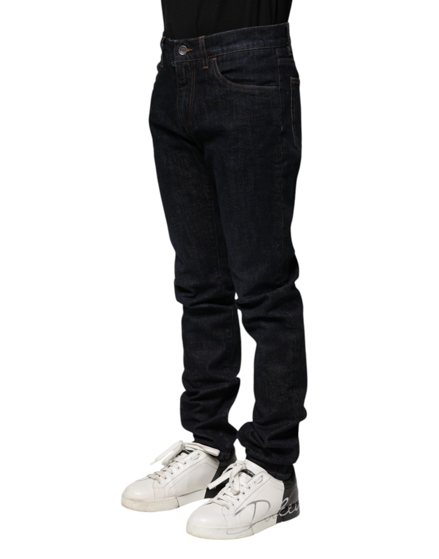 Dolce & Gabbana Black Cotton Skinny Denim Men Jeans by Dolce & Gabbana